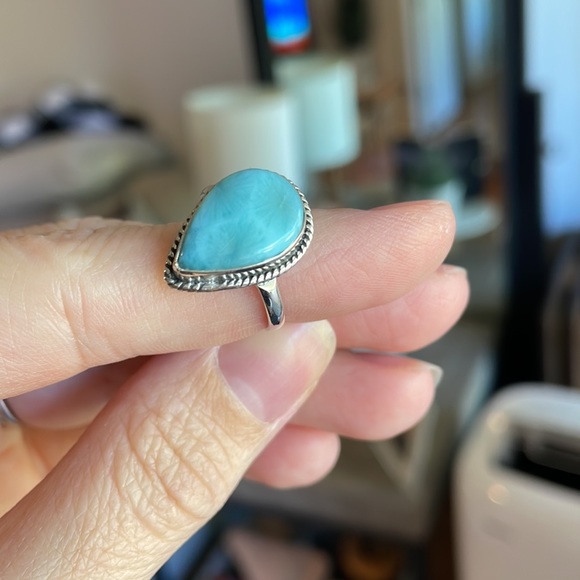 NEW Sterling silver Larimar ring - size 6.5 - Picture 5 of 6